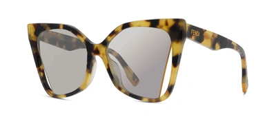 Shop Fendi Fe40010u 55c Geometric Sunglasses In Silver