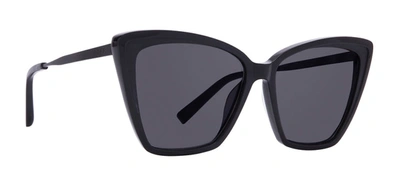Shop Diff Becky Ii Black Cat Eye Polarized Sunglasses In Grey