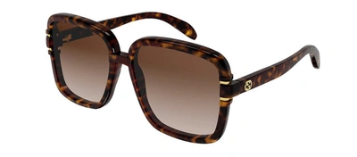 Shop Gucci Gg1066s 002 Square Sunglasses In Brown