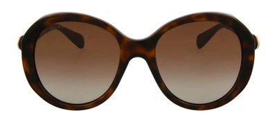 Shop Gucci Gg0368s 002 Oval Sunglasses In Brown
