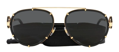 Shop Versace Ve 2232 14388761 Aviator Sunglasses In Grey