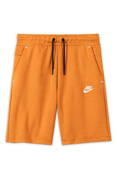 Shop Nike Sportswear Kids' Tech Fleece Sweat Shorts In Kumquat/ White