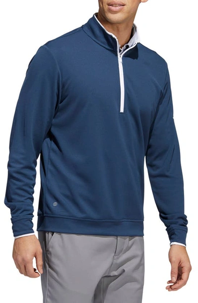 Shop Adidas Golf Upf Quarter Zip Pullover In Crew Navy