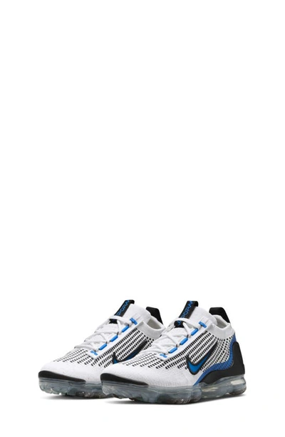 Shop Nike Kids' Air Vapormax 2021 Fk Sneaker In White/ Blue/ Black