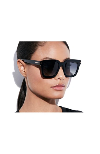 Shop Tom Ford Sari 52mm Square Polarized Sunglasses In Black/ Grey Smoke