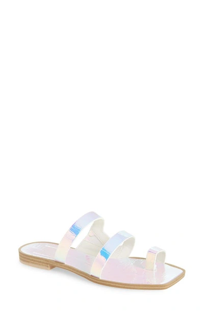 Shop Dolce Vita Isala 3 Croc Textured Slide Sandal In Silver Iridescent