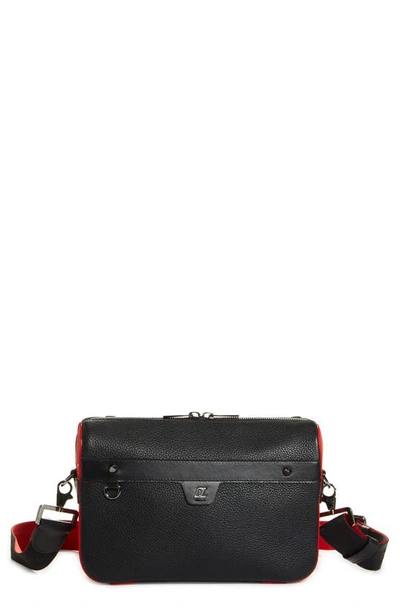 Shop Christian Louboutin Ruisbuddy Leather Crossbody Bag In Black/ Loubi/ Black