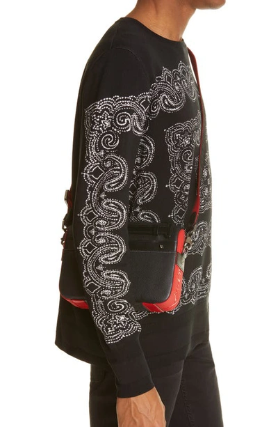 Christian Louboutin Ruisbuddy Leather Crossbody Bag In Black/ Loubi/ Black