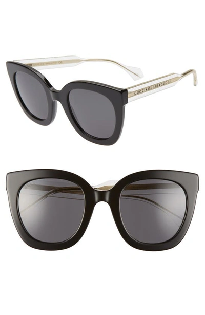 Shop Gucci 51mm Cat Eye Sunglasses In Black/ Grey Solid