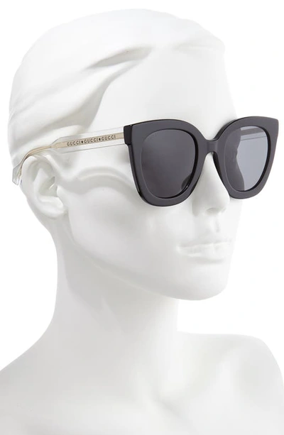 Shop Gucci 51mm Cat Eye Sunglasses In Black/ Grey Solid