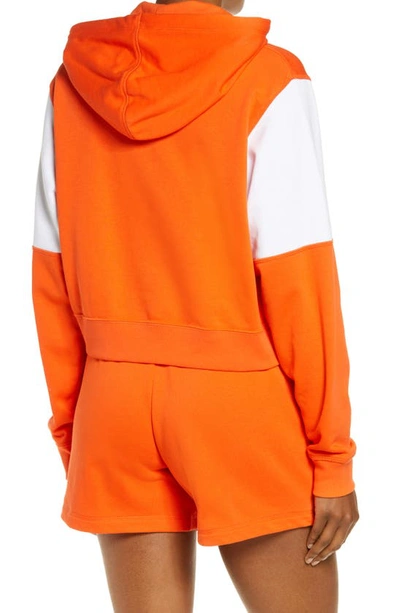 Nike Sportswear Logo Crop Hoodie In Rush Orange/ White
