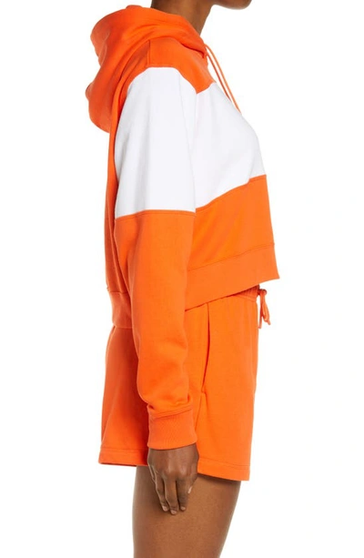 Nike Sportswear Logo Crop Hoodie In Rush Orange/ White