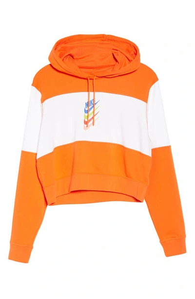 Nike Sportswear Logo Crop Hoodie In Rush Orange/ White
