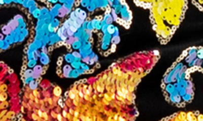 Dress The Population Jada Floral Sequin Off The Shoulder Cocktail Minidress In Tangelo Multi