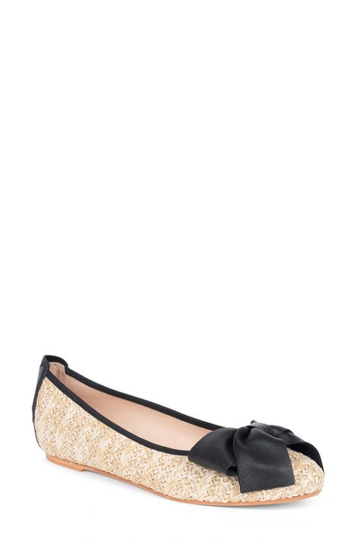 Patricia Green St. Tropez Bow Raffia Flat In Tan Straw