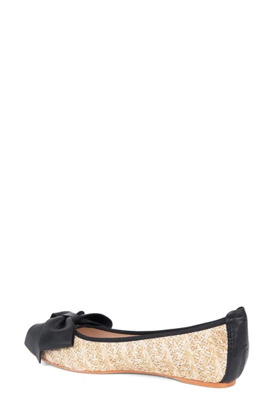 Patricia Green St. Tropez Bow Raffia Flat In Tan Straw
