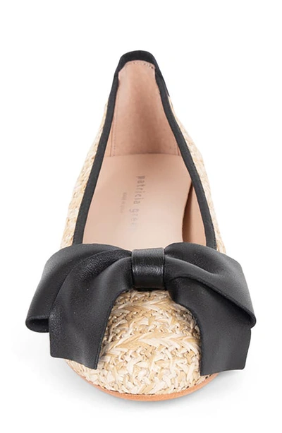 Patricia Green St. Tropez Bow Raffia Flat In Tan Straw