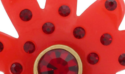 Shop Kurt Geiger Daisy Crystal Cocktail Ring In Red