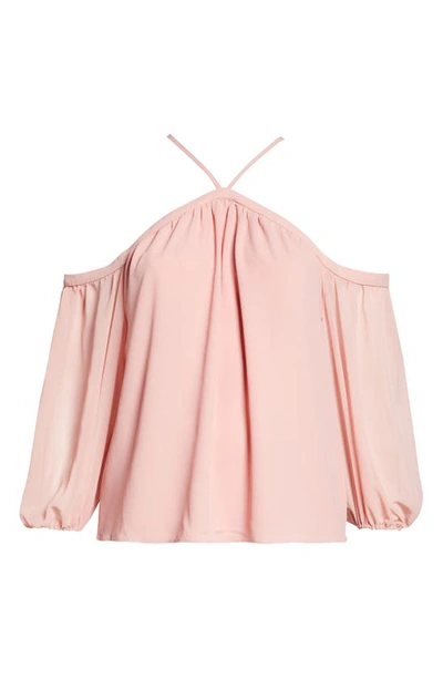 Shop 1.state Off The Shoulder Sheer Chiffon Blouse In Blush