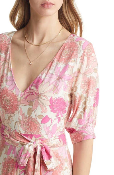 VICI COLLECTION FLORAL PRINT TIE WAIST MAXI DRESS 