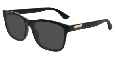 Shop Gucci Grey Rectangular Mens Sunglasses Gg0746s 001 57 In Black / Grey