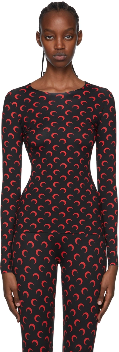 Shop Marine Serre Red Second Skin Moon Long Sleeve T-shirt In 02 Red