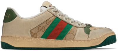 Shop Gucci Beige Screener Gg Sneakers In 9666 Newsa/du.mi/vi.