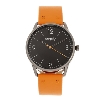 Shop Simplify The 6300 Black Dial Orange Leather Watch Sim6305 In Black / Orange