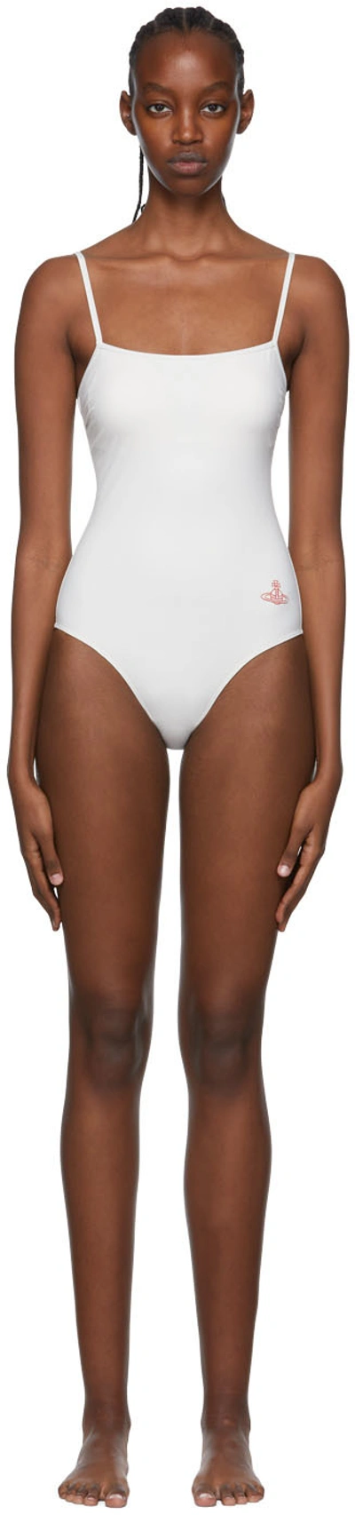 Shop Vivienne Westwood Off-white Recycled Nylon One-piece Swimsuit In Off White