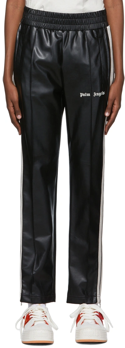 Shop Palm Angels Black Viscose Lounge Pants In Navy Blue Off White