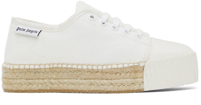 Shop Palm Angels Off-white Lace-up Espadrille Sneakers In White No Color