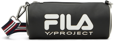 Shop Y/project Black Fila Edition Y Strap Shoulder Bag