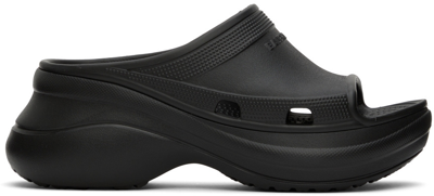 Shop Balenciaga Black Crocs Edition Pool Slides In 1000 Black