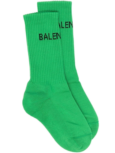 Shop Balenciaga Ribbed Tennis Socks In Green