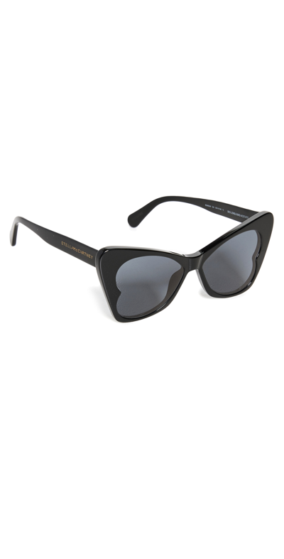 Shop Stella Mccartney Butterfly Sunglasses In Shiny Black/smoke