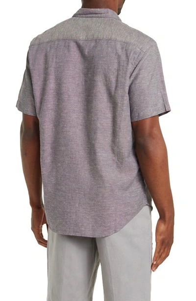 Shop Coastaoro Short Sleeve Woven Shirt In Grey
