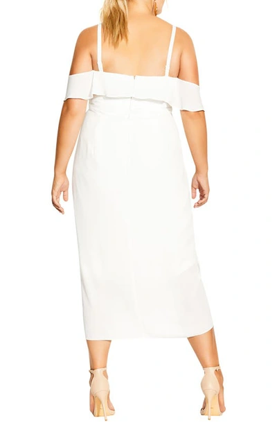 Shop City Chic Va Va Voom Cold Shoulder Dress In Ivory