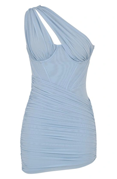 Shop House Of Cb Clementine Cutout Ruched Minidress In Baby Blue Plus Cup
