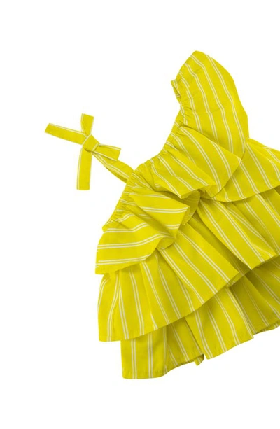 Shop Habitual Girl Kids' Asymmetric Ruffle Top & Shorts Set In Lime