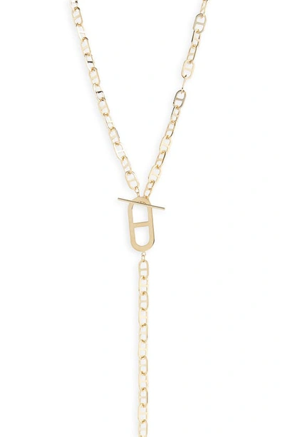 Shop Jennifer Zeuner Tate Mariner Chain Lariat Necklace In Gold Vermeil