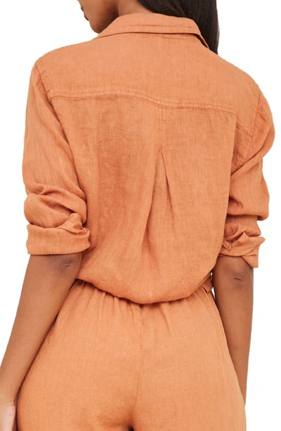 Bella Dahl Garment Dyed Linen Button-up Shirt In Adobe