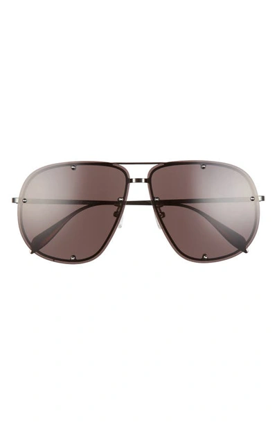 Shop Alexander Mcqueen 56mm Aviator Sunglasses In Ruthenium