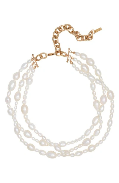 Shop Martha Calvo Rosie Triple Layer Freshwater Pearl Necklace
