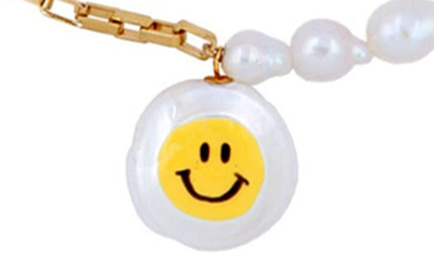 Shop Martha Calvo All Smiles Baroque Pearl & Chain Necklace In Gold