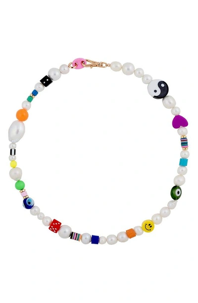 Shop Martha Calvo It's All Good Freshwater Pearl & Bead Necklace In Multi