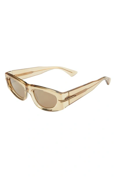 Shop Bottega Veneta 51mm Rectangular Sunglasses In Brown