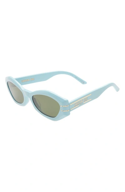 Shop Dior Signature B1u 55mm Butterfly Sunglasses In Shiny Light Blue / Green