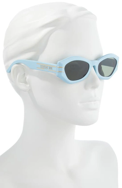 Shop Dior Signature B1u 55mm Butterfly Sunglasses In Shiny Light Blue / Green