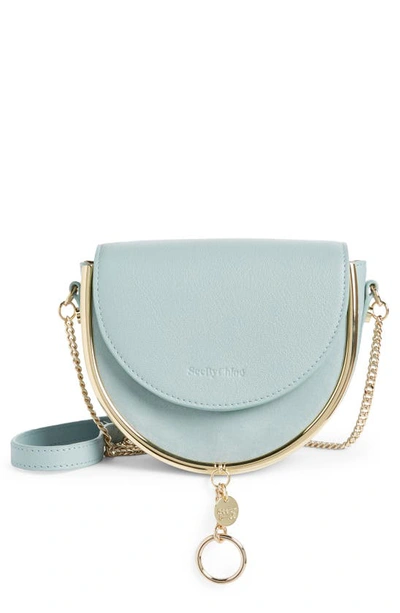 Shop See By Chloé Mara Leather Saddle Bag In Sterling Blue