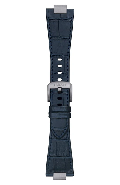 Shop Tissot Prx Powermatic 80 Leather Strap Watch, 40mm In Blue